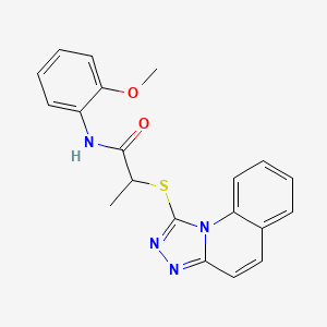 molecular formula C20H18N4O2S B6071731 N-(2-methoxyphenyl)-2-([1,2,4]triazolo[4,3-a]quinolin-1-ylthio)propanamide 