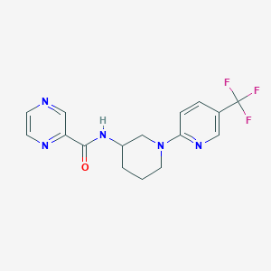 molecular formula C16H16F3N5O B6071765 N-{1-[5-(trifluoromethyl)-2-pyridinyl]-3-piperidinyl}-2-pyrazinecarboxamide 