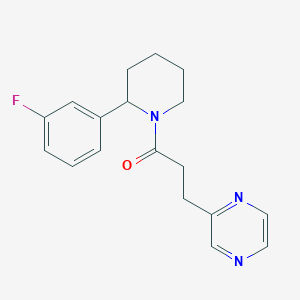 molecular formula C18H20FN3O B6071766 2-{3-[2-(3-fluorophenyl)-1-piperidinyl]-3-oxopropyl}pyrazine 