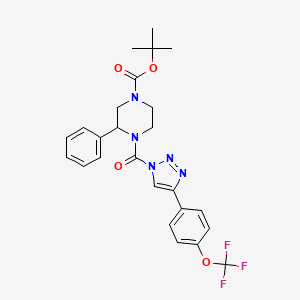 molecular formula C25H26F3N5O4 B607178 叔丁基 3-苯基-4-(4-(4-(三氟甲氧基)苯基)-1H-1,2,3-三唑-1-羰基)哌嗪-1-羧酸酯 CAS No. 1848233-59-9