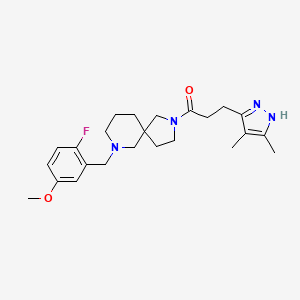 molecular formula C24H33FN4O2 B6071795 2-[3-(3,4-dimethyl-1H-pyrazol-5-yl)propanoyl]-7-(2-fluoro-5-methoxybenzyl)-2,7-diazaspiro[4.5]decane 