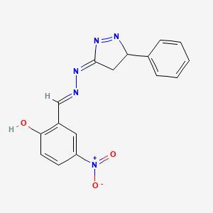 molecular formula C16H13N5O3 B6071810 2-hydroxy-5-nitrobenzaldehyde (5-phenyl-4,5-dihydro-3H-pyrazol-3-ylidene)hydrazone 