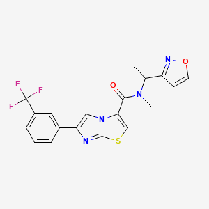 molecular formula C19H15F3N4O2S B6071859 N-[1-(3-isoxazolyl)ethyl]-N-methyl-6-[3-(trifluoromethyl)phenyl]imidazo[2,1-b][1,3]thiazole-3-carboxamide 