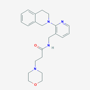 molecular formula C22H28N4O2 B6071879 N-{[2-(3,4-dihydro-2(1H)-isoquinolinyl)-3-pyridinyl]methyl}-3-(4-morpholinyl)propanamide 