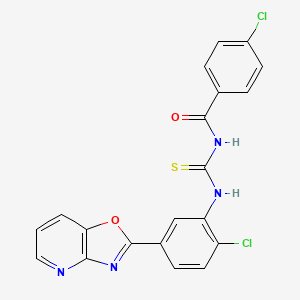 molecular formula C20H12Cl2N4O2S B6071947 4-chloro-N-{[(2-chloro-5-[1,3]oxazolo[4,5-b]pyridin-2-ylphenyl)amino]carbonothioyl}benzamide 