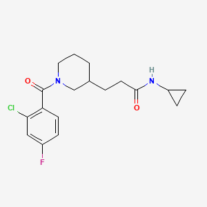 molecular formula C18H22ClFN2O2 B6072022 3-[1-(2-chloro-4-fluorobenzoyl)-3-piperidinyl]-N-cyclopropylpropanamide 