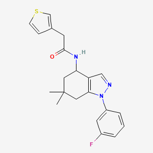 molecular formula C21H22FN3OS B6072033 N-[1-(3-fluorophenyl)-6,6-dimethyl-4,5,6,7-tetrahydro-1H-indazol-4-yl]-2-(3-thienyl)acetamide 