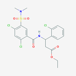 molecular formula C20H21Cl3N2O5S B6072060 ethyl 3-(2-chlorophenyl)-3-({2,4-dichloro-5-[(dimethylamino)sulfonyl]benzoyl}amino)propanoate 
