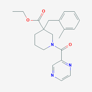 molecular formula C21H25N3O3 B6072078 ethyl 3-(2-methylbenzyl)-1-(2-pyrazinylcarbonyl)-3-piperidinecarboxylate 