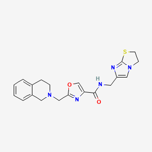 molecular formula C20H21N5O2S B6072086 N-(2,3-dihydroimidazo[2,1-b][1,3]thiazol-6-ylmethyl)-2-(3,4-dihydro-2(1H)-isoquinolinylmethyl)-1,3-oxazole-4-carboxamide 
