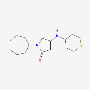 molecular formula C16H28N2OS B6072088 1-cycloheptyl-4-(tetrahydro-2H-thiopyran-4-ylamino)-2-pyrrolidinone 
