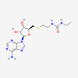 molecular formula C15H23N7O4S B607209 1-[2-[[(2S,3S,4R,5R)-5-(6-氨基嘌呤-9-基)-3,4-二羟基氧杂环-2-基]甲硫基]乙基]-3-乙基脲 CAS No. 1674364-87-4