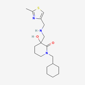 molecular formula C18H29N3O2S B6072109 1-(cyclohexylmethyl)-3-hydroxy-3-({[(2-methyl-1,3-thiazol-4-yl)methyl]amino}methyl)-2-piperidinone 