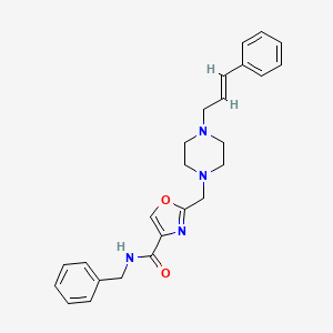 molecular formula C25H28N4O2 B6072125 N-benzyl-2-({4-[(2E)-3-phenyl-2-propen-1-yl]-1-piperazinyl}methyl)-1,3-oxazole-4-carboxamide 