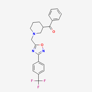 molecular formula C22H20F3N3O2 B6072173 phenyl[1-({3-[4-(trifluoromethyl)phenyl]-1,2,4-oxadiazol-5-yl}methyl)-3-piperidinyl]methanone 