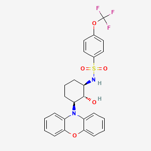 molecular formula C25H23F3N2O5S B607218 N-[(1R,2R,3S)-2-羟基-3-(10H-吩恶嗪-10-基)环己基]-4-(三氟甲氧基)苯-1-磺酰胺 CAS No. 1809427-19-7