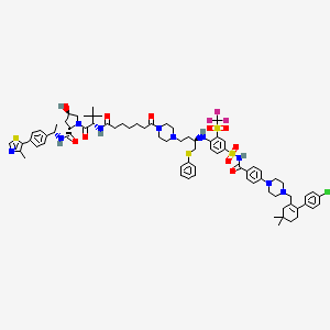 B607219 (2s,4r)-1-((s)-2-(7-(4-((r)-3-((4-(N-(4-(4-((4'-chloro-4,4-dimethyl-3,4,5,6-tetrahydro-[1,1'-biphenyl]-2-yl)methyl)piperazin-1-yl)benzoyl)sulfamoyl)-2-((trifluoromethyl)sulfonyl)phenyl)amino)-4-(phenylthio)butyl)piperazin-1-yl)-7-oxoheptanamido)-3,3-dimethylbutanoyl)-4-hydroxy-N-((s)-1-(4-(4-methylthiazol-5-yl)phenyl)ethyl)pyrrolidine-2-carboxamide CAS No. 2365172-42-3