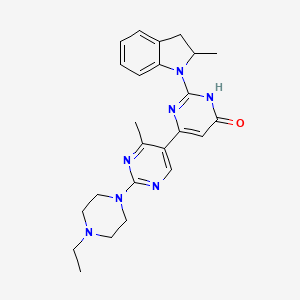 molecular formula C24H29N7O B6072196 2'-(4-ethyl-1-piperazinyl)-4'-methyl-2-(2-methyl-2,3-dihydro-1H-indol-1-yl)-4,5'-bipyrimidin-6(1H)-one 