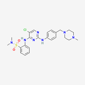 molecular formula C24H30ClN7O2S B607223 2-((5-氯-2-((4-((4-甲基哌嗪-1-基)甲基)苯基)氨基)嘧啶-4-基)氨基)-N,N-二甲基苯磺酰胺 CAS No. 1341200-45-0