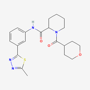 molecular formula C21H26N4O3S B6072248 N-[3-(5-methyl-1,3,4-thiadiazol-2-yl)phenyl]-1-(tetrahydro-2H-pyran-4-ylcarbonyl)-2-piperidinecarboxamide 