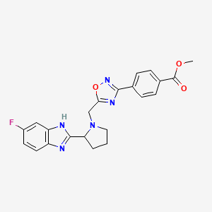 molecular formula C22H20FN5O3 B6072269 methyl 4-(5-{[2-(5-fluoro-1H-benzimidazol-2-yl)-1-pyrrolidinyl]methyl}-1,2,4-oxadiazol-3-yl)benzoate 