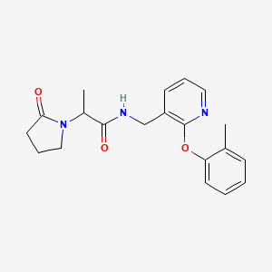 molecular formula C20H23N3O3 B6072302 N-{[2-(2-methylphenoxy)-3-pyridinyl]methyl}-2-(2-oxo-1-pyrrolidinyl)propanamide 