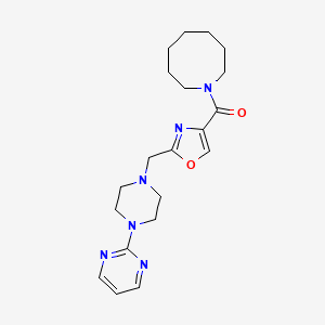molecular formula C20H28N6O2 B6072308 1-[(2-{[4-(2-pyrimidinyl)-1-piperazinyl]methyl}-1,3-oxazol-4-yl)carbonyl]azocane 