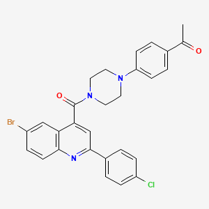 molecular formula C28H23BrClN3O2 B6072314 1-[4-(4-{[6-bromo-2-(4-chlorophenyl)-4-quinolinyl]carbonyl}-1-piperazinyl)phenyl]ethanone 