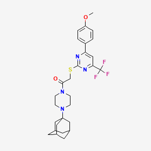 2-({2-[4-(1-adamantyl)piperazin-1-yl]-2-oxoethyl}thio)-4-(4-methoxyphenyl)-6-(trifluoromethyl)pyrimidine