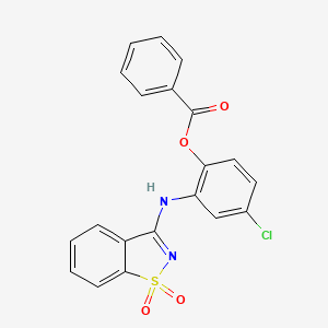 molecular formula C20H13ClN2O4S B6072380 4-chloro-2-[(1,1-dioxido-1,2-benzisothiazol-3-yl)amino]phenyl benzoate 