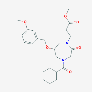 molecular formula C24H34N2O6 B6072390 methyl 3-{4-(cyclohexylcarbonyl)-6-[(3-methoxybenzyl)oxy]-2-oxo-1,4-diazepan-1-yl}propanoate 
