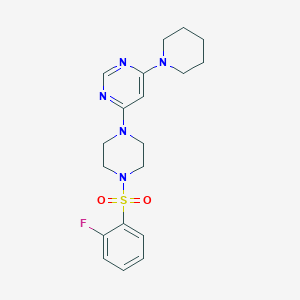 molecular formula C19H24FN5O2S B6072396 4-{4-[(2-fluorophenyl)sulfonyl]-1-piperazinyl}-6-(1-piperidinyl)pyrimidine 