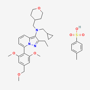 molecular formula C36H47N3O7S B607241 N-(Cyclopropylmethyl)-7-(2,6-dimethoxy-4-(methoxymethyl)phenyl)-2-ethyl-N-((tetrahydro-2H-pyran-4-yl)methyl)pyrazolo(1,5-a)pyridin-3-amine 4-methylbenzenesulfonate CAS No. 685886-34-4