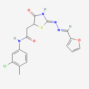 molecular formula C17H15ClN4O3S B6072418 N-(3-chloro-4-methylphenyl)-2-{2-[(2-furylmethylene)hydrazono]-4-hydroxy-2,5-dihydro-1,3-thiazol-5-yl}acetamide 