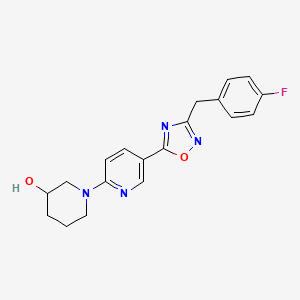 molecular formula C19H19FN4O2 B6072432 1-{5-[3-(4-fluorobenzyl)-1,2,4-oxadiazol-5-yl]-2-pyridinyl}-3-piperidinol 