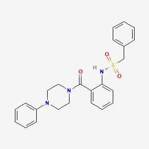 molecular formula C24H25N3O3S B6072448 1-phenyl-N-{2-[(4-phenyl-1-piperazinyl)carbonyl]phenyl}methanesulfonamide 