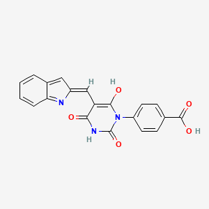 molecular formula C20H13N3O5 B6072466 4-[5-(1H-indol-2-ylmethylene)-2,4,6-trioxotetrahydro-1(2H)-pyrimidinyl]benzoic acid 