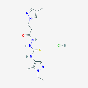 molecular formula C14H22ClN7OS B6072470 N-(1-ethyl-5-methyl-1H-pyrazol-4-yl)-2-[3-(4-methyl-1H-pyrazol-1-yl)propanoyl]hydrazinecarbothioamide hydrochloride 