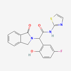 molecular formula C19H14FN3O3S B607252 2-(5-氟-2-羟基苯基)-2-(3-氧代-1H-苯并吲哚-2-基)-N-(1,3-噻唑-2-基)乙酰胺 CAS No. 1942114-09-1