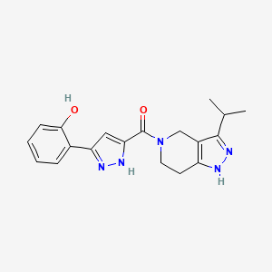 molecular formula C19H21N5O2 B6072532 2-{5-[(3-isopropyl-1,4,6,7-tetrahydro-5H-pyrazolo[4,3-c]pyridin-5-yl)carbonyl]-1H-pyrazol-3-yl}phenol 