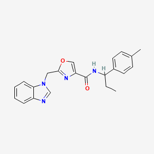 molecular formula C22H22N4O2 B6072543 2-(1H-benzimidazol-1-ylmethyl)-N-[1-(4-methylphenyl)propyl]-1,3-oxazole-4-carboxamide 