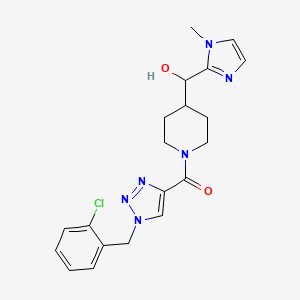 molecular formula C20H23ClN6O2 B6072554 (1-{[1-(2-chlorobenzyl)-1H-1,2,3-triazol-4-yl]carbonyl}-4-piperidinyl)(1-methyl-1H-imidazol-2-yl)methanol 