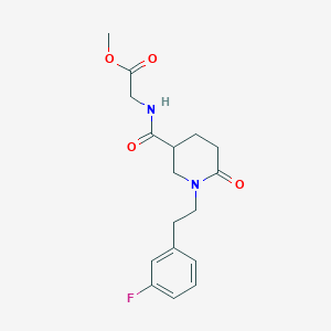 molecular formula C17H21FN2O4 B6072568 methyl N-({1-[2-(3-fluorophenyl)ethyl]-6-oxo-3-piperidinyl}carbonyl)glycinate 