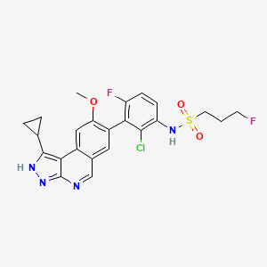 molecular formula C23H21ClF2N4O3S B607257 N-[2-chloro-3-(1-cyclopropyl-8-methoxy-2H-pyrazolo[3,4-c]isoquinolin-7-yl)-4-fluorophenyl]-3-fluoropropane-1-sulfonamide CAS No. 1581764-31-9