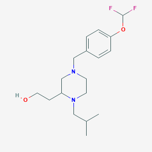 molecular formula C18H28F2N2O2 B6072581 2-{4-[4-(difluoromethoxy)benzyl]-1-isobutyl-2-piperazinyl}ethanol 