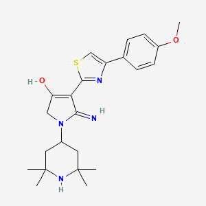 molecular formula C23H30N4O2S B6072603 5-amino-4-[4-(4-methoxyphenyl)-1,3-thiazol-2-yl]-1-(2,2,6,6-tetramethyl-4-piperidinyl)-1,2-dihydro-3H-pyrrol-3-one 