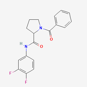 molecular formula C18H16F2N2O2 B6072630 1-benzoyl-N-(3,4-difluorophenyl)prolinamide 