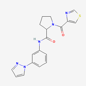 molecular formula C18H17N5O2S B6072640 N-[3-(1H-pyrazol-1-yl)phenyl]-1-(1,3-thiazol-4-ylcarbonyl)prolinamide 