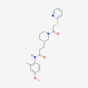 molecular formula C23H29N3O3S B6072659 N-(4-methoxy-2-methylphenyl)-3-{1-[(2-pyridinylthio)acetyl]-3-piperidinyl}propanamide 