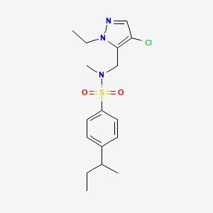 molecular formula C17H24ClN3O2S B6072722 4-sec-butyl-N-[(4-chloro-1-ethyl-1H-pyrazol-5-yl)methyl]-N-methylbenzenesulfonamide 